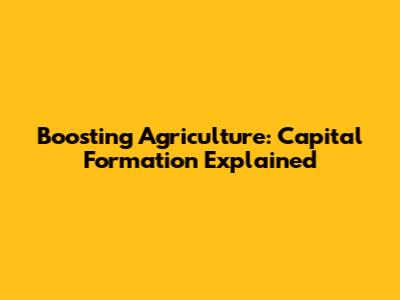 Boosting Agriculture: Capital Formation Explained
