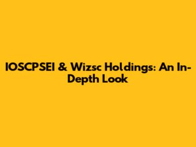IOSCPSEI & Wizsc Holdings: An In-Depth Look